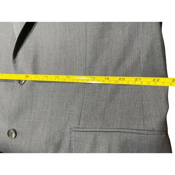 Calvin Klein Mens Gray 2-Piece Suit 46L Jacket & Pants 100% Wool Classic Fit - Picture 9 of 16